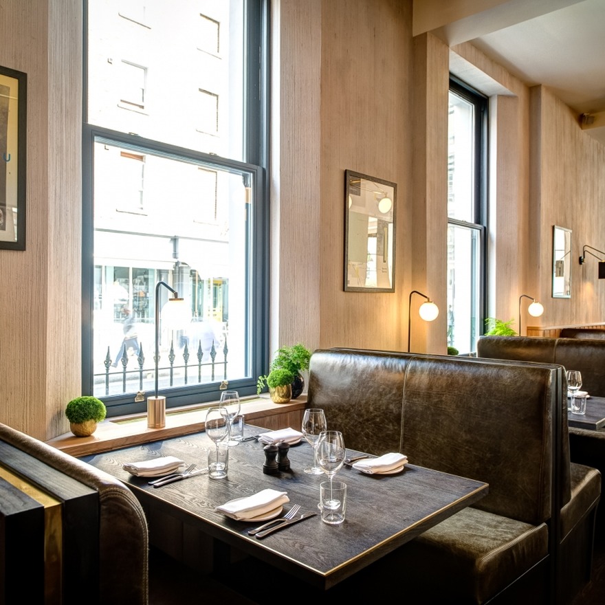 Viero Venetian plaster, Cemento, applied to walls in London restaurant. 